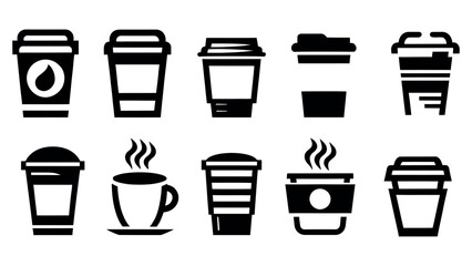 Set of coffee cups line icons. Collection of vector symbols in trendy flat style