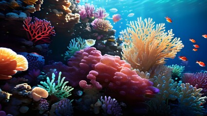 Naklejka na ściany i meble render background abstract coral reef ocean