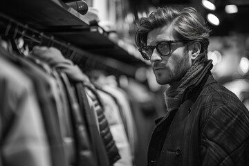 Obraz premium Stylish man shopping in a clothing store.