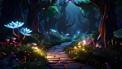 render background abstract magical forest
