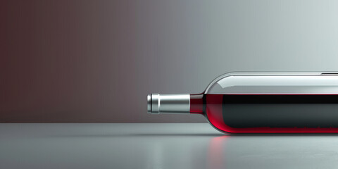 Wine Bar Concept. Bottle of red wine lying on white kitchen bench. - obrazy, fototapety, plakaty