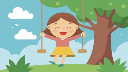 Obraz na płótnie Canvas vector illustration of happy child girl laughing a 