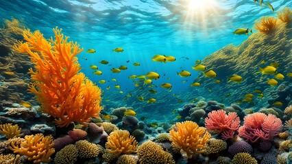 render background abstract coral reef ocean - 770880362