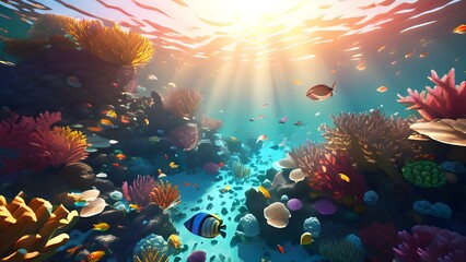 Obraz na płótnie Canvas render background abstract coral reef ocean