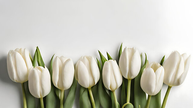 white tulips on a white background