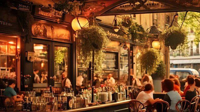 Parisian cafe in Paris, France, AI Generated