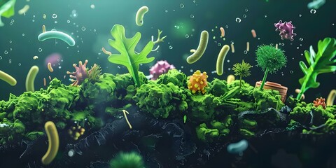Harnessing Microbes in a Bioreactor for Eco-Friendly and Sustainable Waste Management. Concept Eco-Friendly Waste Management, Bioreactor Technology, Sustainable Practices, Microbial Applications