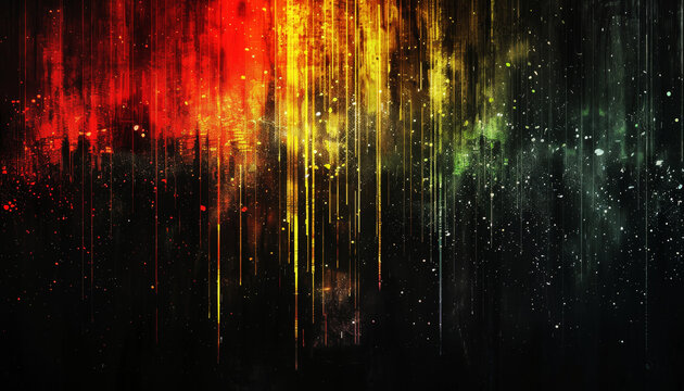 Abstract artwork captures the essence of music as a colorful rainfall sound spectrum melodic dark, moody background artwork mood audio rain visual art, creativity, spectrum colors droplets
