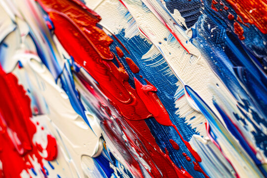 Abstract Patriotic Palette Knife Painting