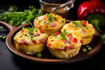 Egg muffins with ham cheese and vegetables
