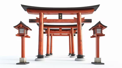 Zelfklevend Fotobehang Traditional Japanese Torii Gate cut out on white background © Naila