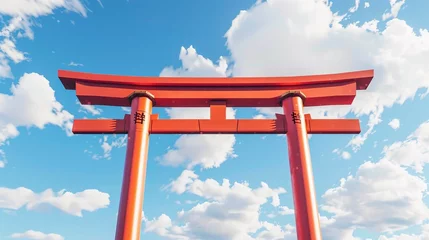 Küchenrückwand glas motiv Traditional Japanese Torii Gate with blue sky in the background © Naila