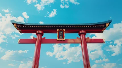 Deurstickers Traditional Japanese Torii Gate with blue sky in the background © Naila