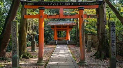 Afwasbaar fotobehang Traditional Japanese Torii Gate © Naila