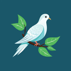 Captured a  dove  bird on a branch