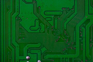 Close-up of electronic circuits on a motherboard