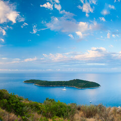 Lokrum Island, Dubrovnik, taken from Zarkovica Hill, Dalmatian Coast, Croatia - obrazy, fototapety, plakaty