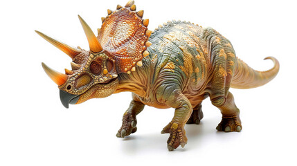 Triceratops dinosaurs toy isolated on white background, AI Generative.
