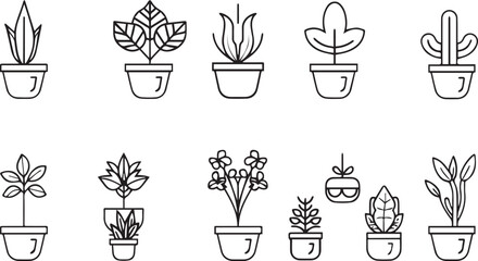 Beautiful plants with leaves black silhouette 
