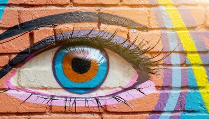 Eye Graffiti on a Brick Wall. Graffiti. City Modern Pop Art 