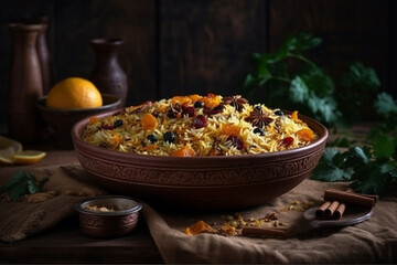 Biryani Indian dish made with rice and spices.