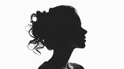 Silhouette, black, women on white background