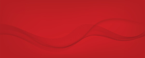 Vector abstract red gradient banner with dynamic red waves, lines and particles.