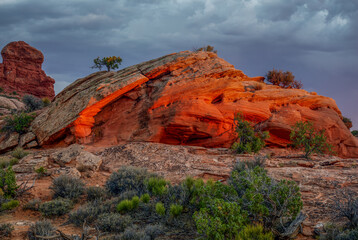 A Glowing Rock At Sunset