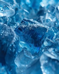 Crystal ice cavern, macro detail, cool blues, sparkling for mystical background , cinematic - obrazy, fototapety, plakaty