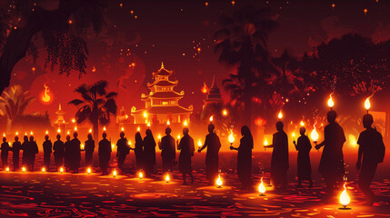  Buddhist monks performing rituals and offering prayers for the New Year, ai - obrazy, fototapety, plakaty