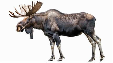 wild moose banner panorama long cut out on white background