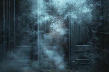 The ominous sight of smoke creeping out from behind a barricaded door suggests imminent danger for all inside.