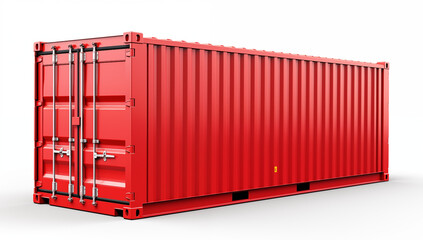 shipping container on transparent background, Red cargo container, shipping and transportation concept - obrazy, fototapety, plakaty