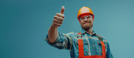 Construction Worker with Thumbs Up
