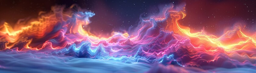 Neon fractals, vibrant energy, detailed patterns, electric colors for dynamic background , 3D render