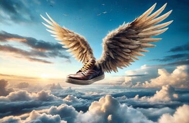 A shoe with wings
