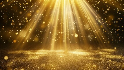 Sparkling golden dust with light rays - An enchanting visual of golden dust particles and radiant light rays for a festive and magical look