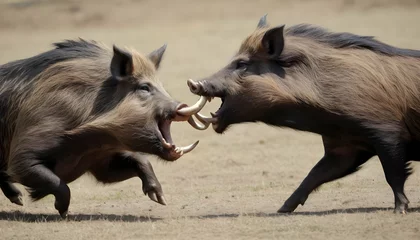 Foto op Aluminium a-boar-using-its-tusks-to-defend-its-territory-fro-upscaled_5 © Kavin