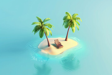 Secluded Tropical Island Scene for a Relaxing Vacation Concept, Great for Leisure and Travel Blogs