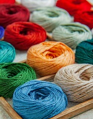 Fototapeta na wymiar Colorful yarn for embroidery close-up