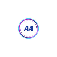 AA creative initial letter flat monogram logo design with White background.Vector logo modern alphabet gradient color frame style.