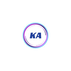 KA creative initial letter flat monogram logo design with White background.Vector logo modern alphabet gradient color frame style.