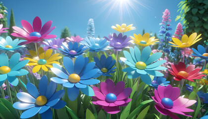 flowers spring summer in Sunny garden Colorful beautiful multicolored 2