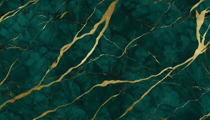 Dark green marble block with gold veins pattern texture, wall tile sample banner