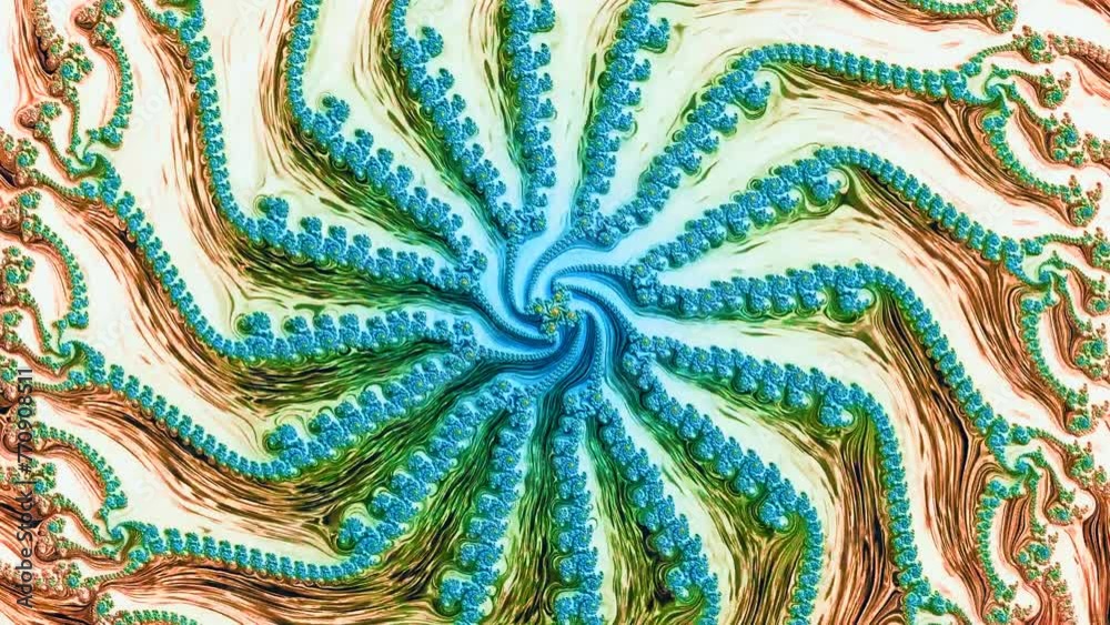 Wall mural 4k abstract multicolored motion graphics background. fractal sequence patterns 3d. for yoga or clubs