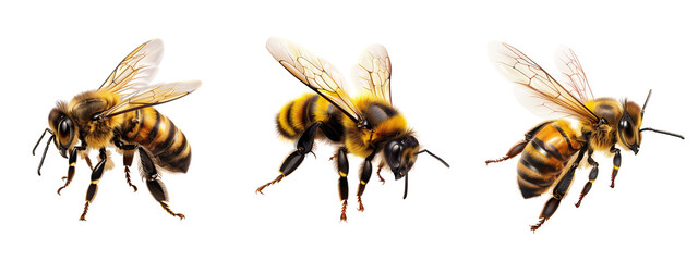 digital simple illustration of an honeybee  Isolated on Transparent Background, cut out. PNG