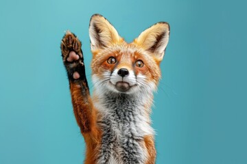 funny surprised fox raising hand