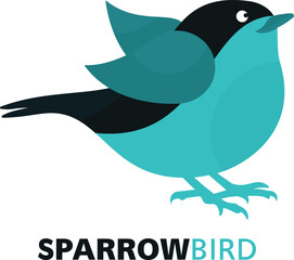 Black and blue bird isolated with expanded wings Logo design. Abstract sparrow bird logo design icon.
