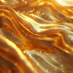 Liquid gold flow, closeup, warm glow, detailed texture for luxe abstract background , anime aesthetic
