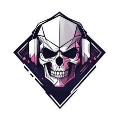 Modern Skull Gaming Logo, neon Skull design gaming logo for gamers or esport